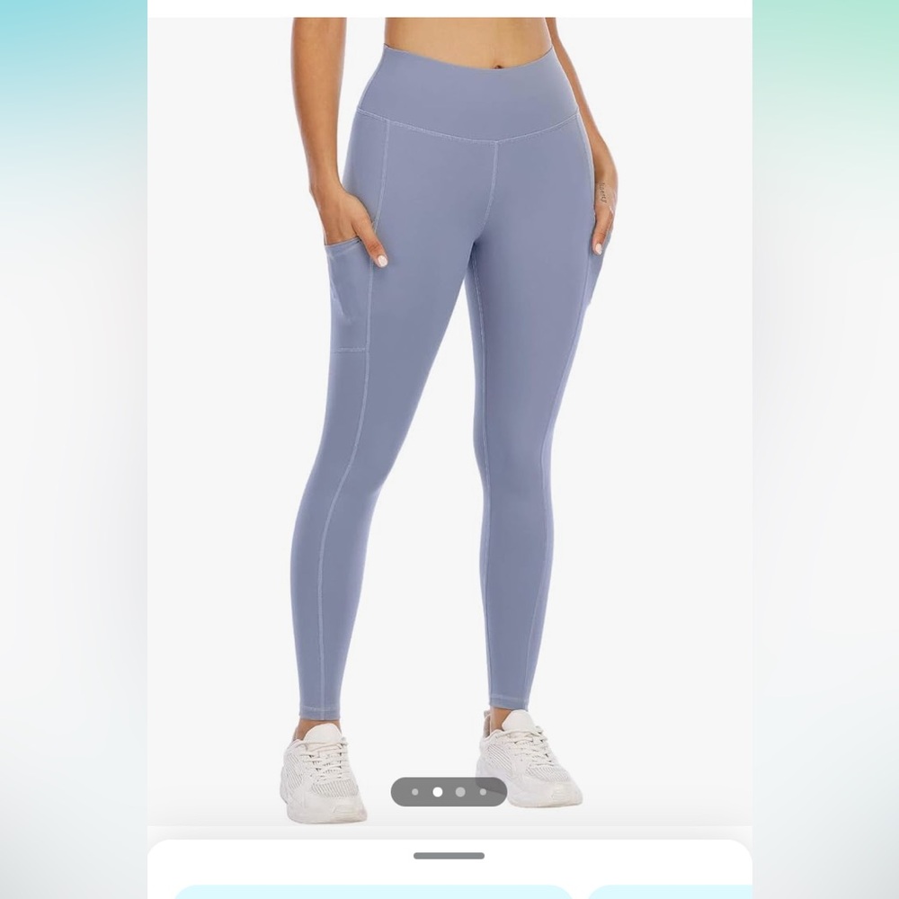 Athvotar size small dusty blue leggings with pockets. {1197}
